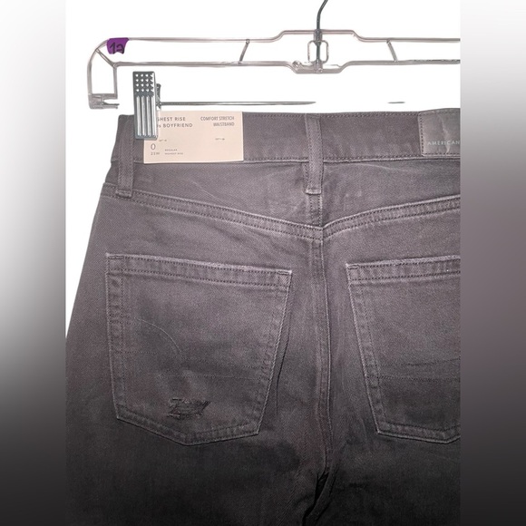 American Eagle New Highest Rise Black 90s Boyfriend Jeans Size 0 - Picture 5 of 8